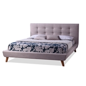 Baxton Studio Jonesy Scandinavian Style Mid-century Beige Fabric  Upholstered Full Size Platform Bed